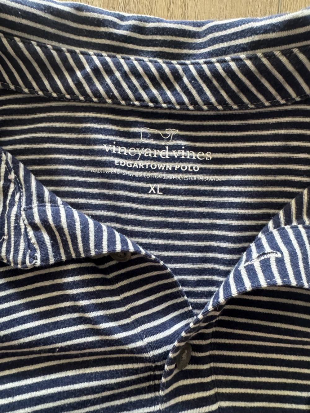 Vineyard Vines Navy and White Striped Polo - Picture 2 of 3